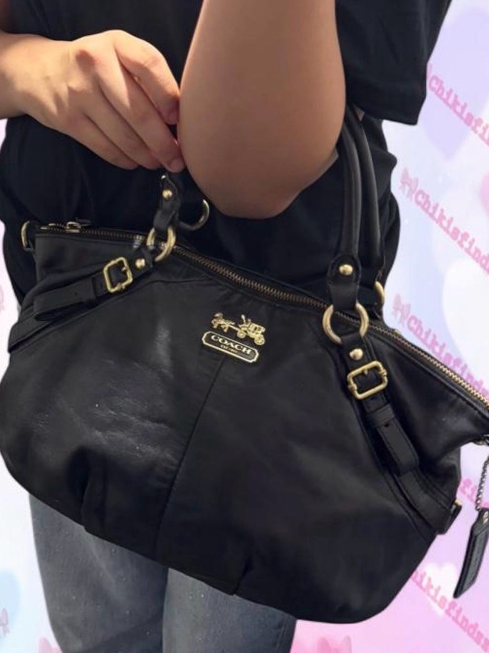 Coach Madison Sophia Black Leather Satchel with Brass Hardware Style 15960 - Picture 7 of 10